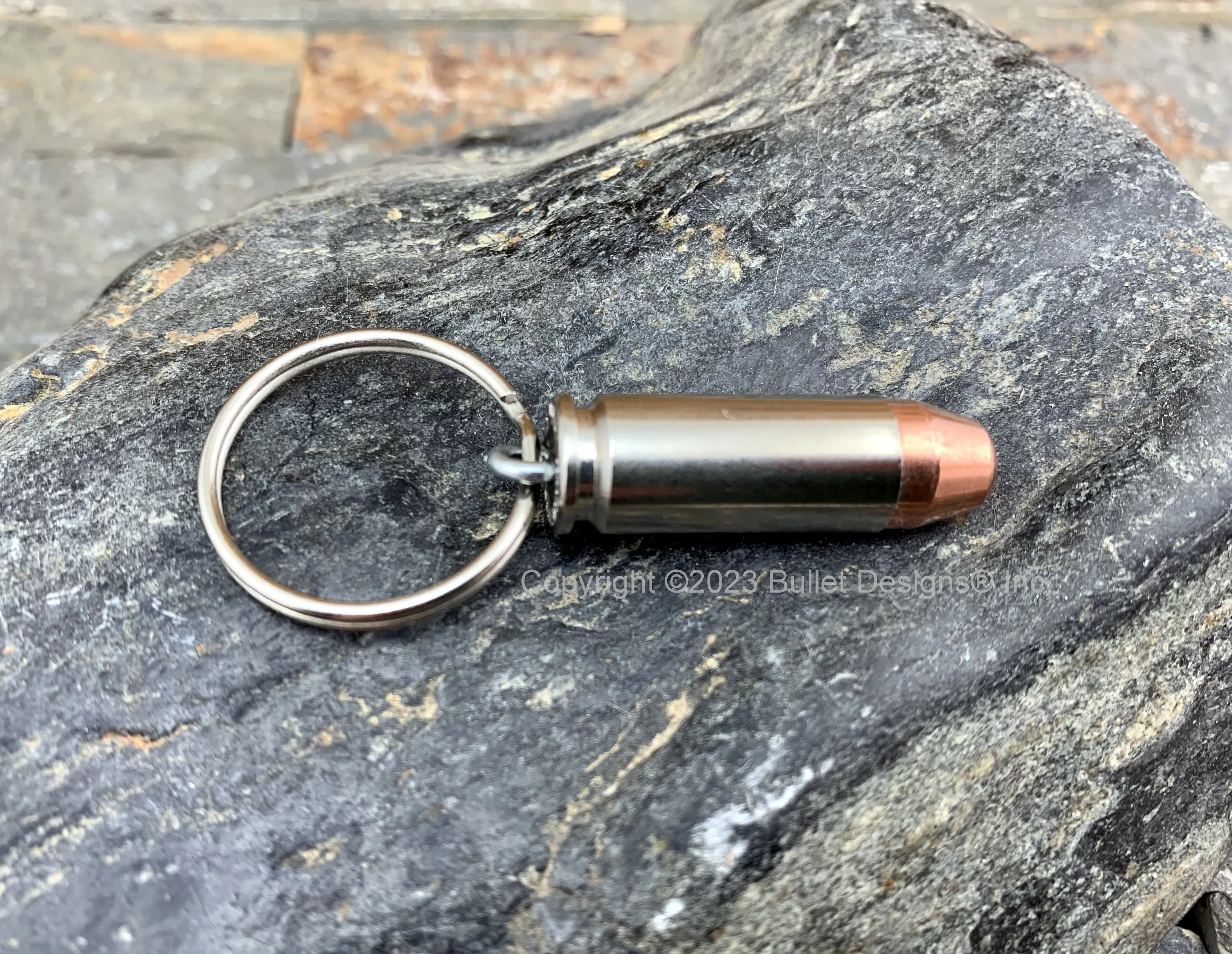 10mm Bullet Keychain, Nickel, Real Bullet, Silver Tone