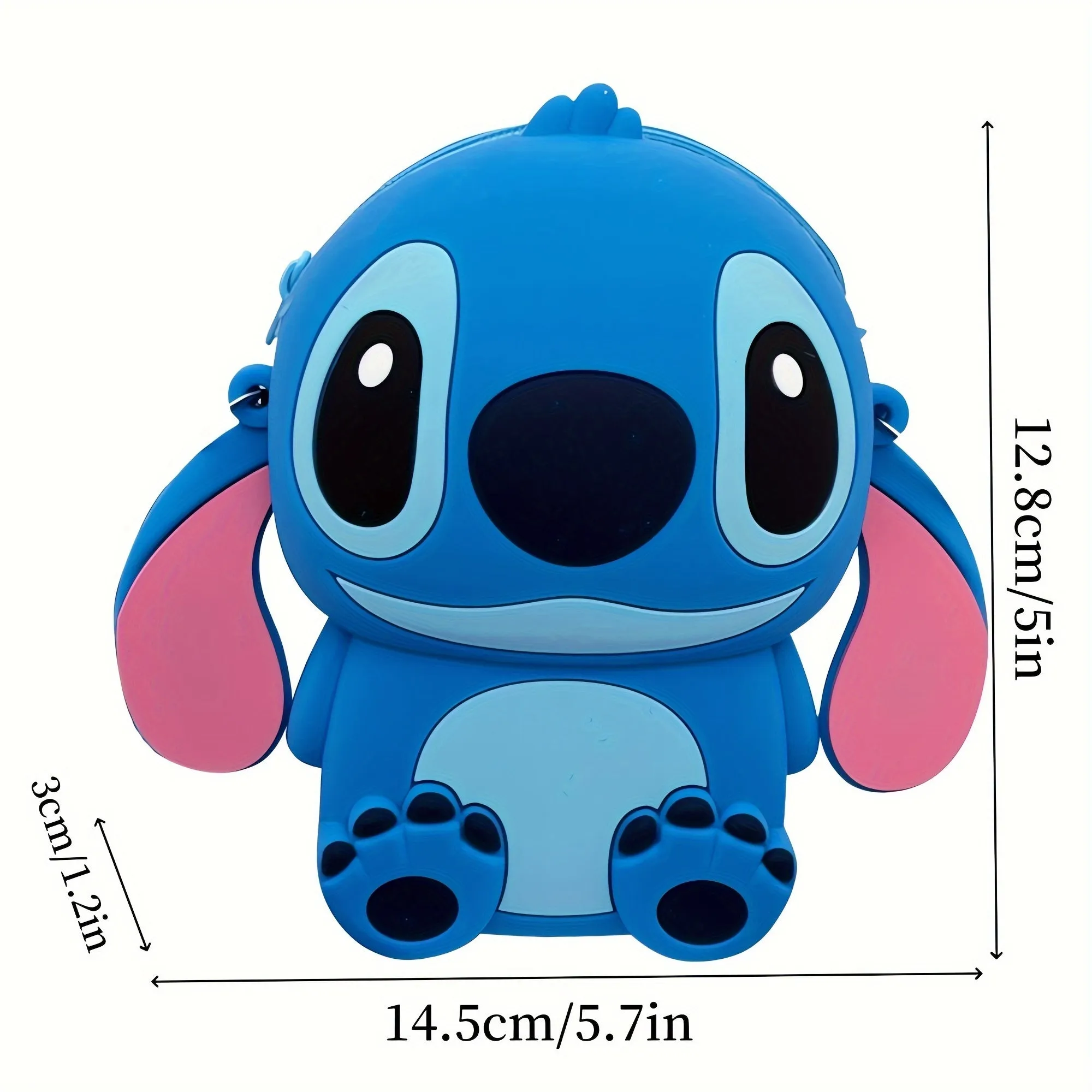 1pc Disney Stitch Crossbody Bag - Adjustable Shoulder Strap, Zipper Closure, Cartoon Stitch Design, Silicone Material, Coin Wallet Purse with Secure Storage - UME Brand