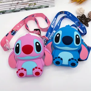 1pc Disney Stitch Crossbody Bag - Adjustable Shoulder Strap, Zipper Closure, Cartoon Stitch Design, Silicone Material, Coin Wallet Purse with Secure Storage - UME Brand