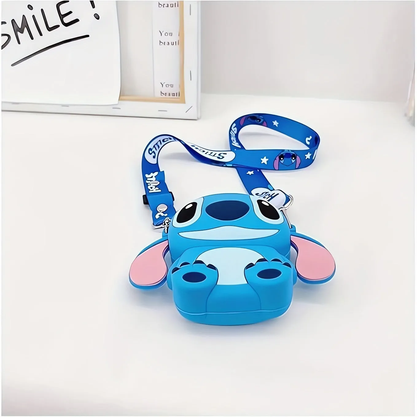 1pc Disney Stitch Crossbody Bag - Adjustable Shoulder Strap, Zipper Closure, Cartoon Stitch Design, Silicone Material, Coin Wallet Purse with Secure Storage - UME Brand