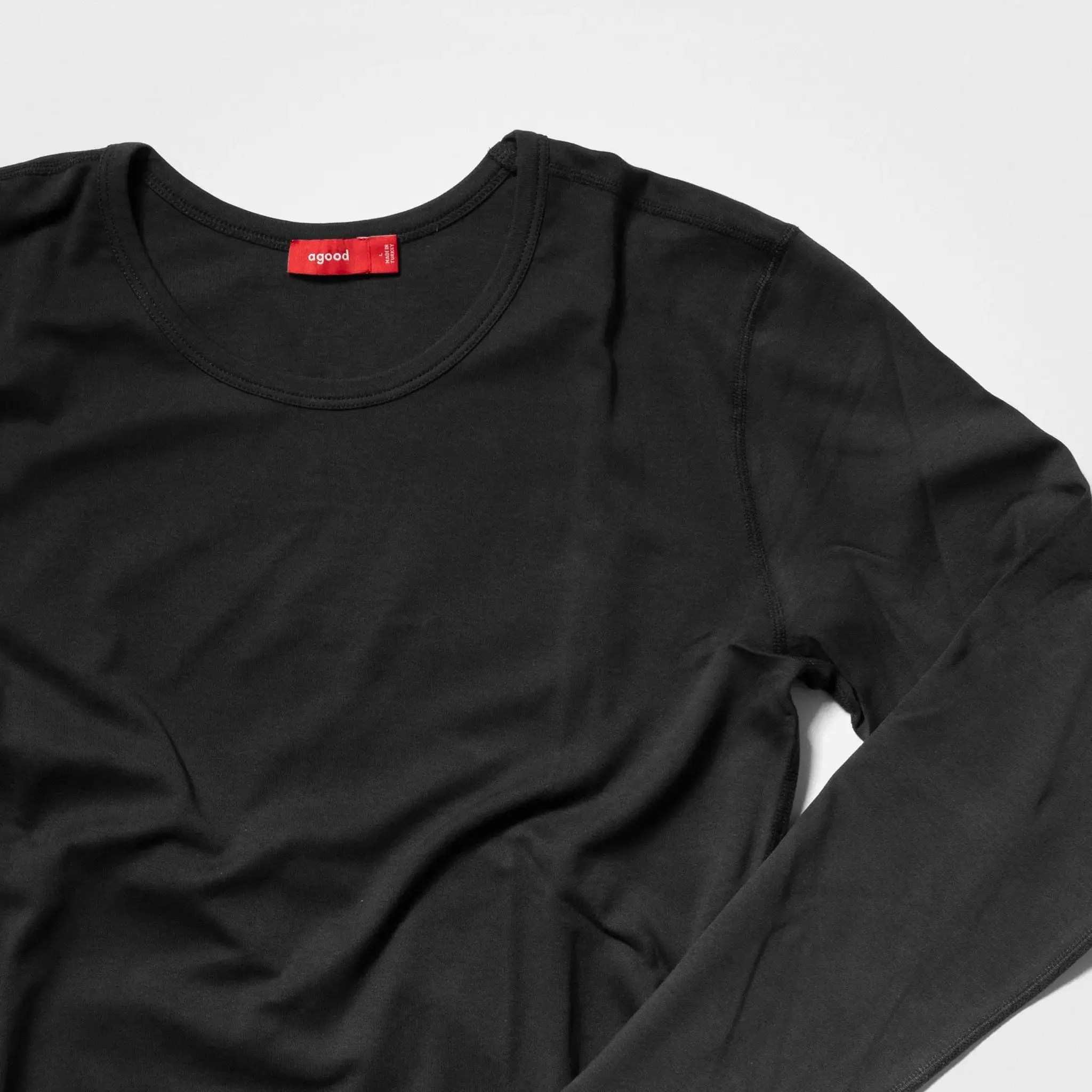 3 Pack | Men’s Recycled Cotton Crew Neck Long Sleeves, Black