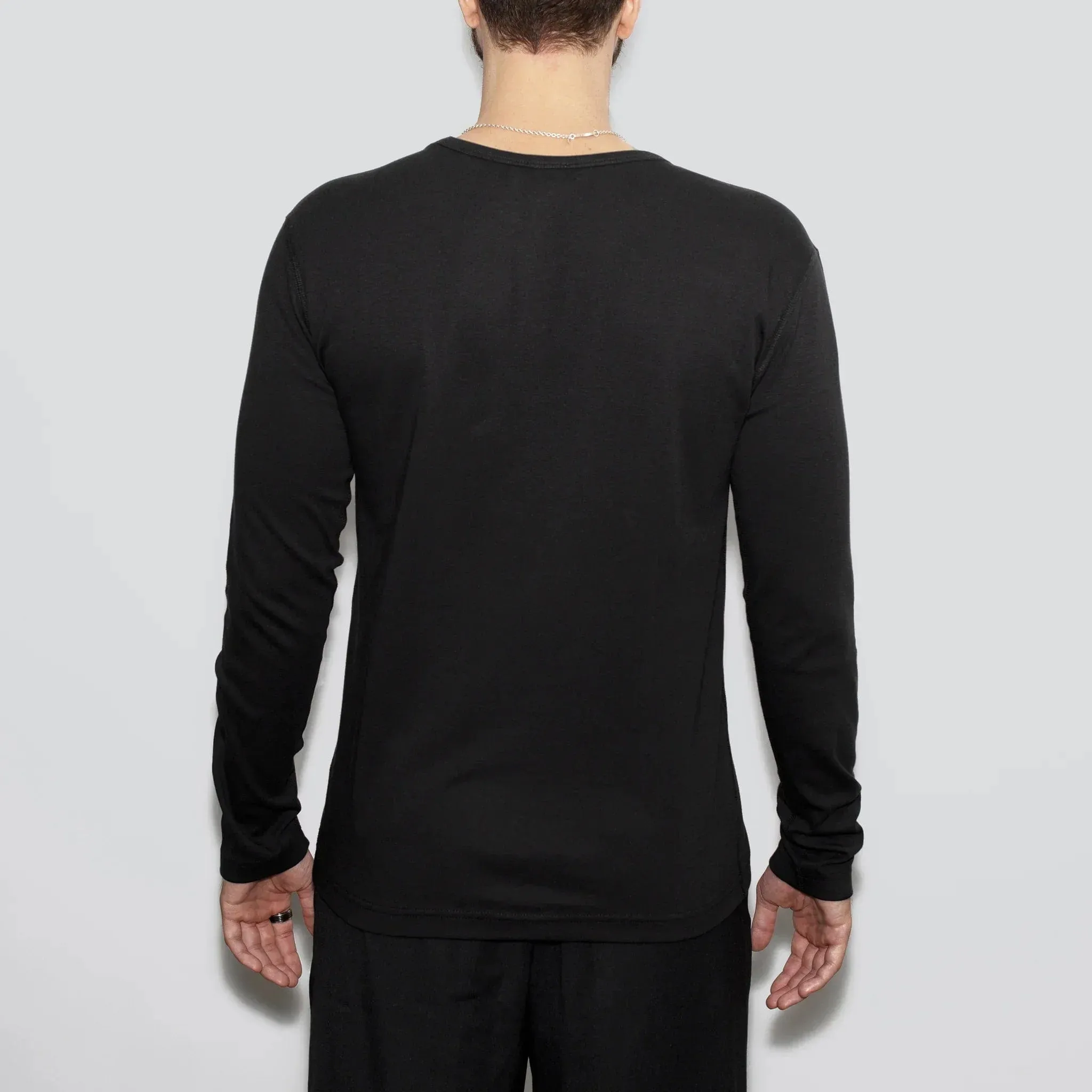 3 Pack | Men’s Recycled Cotton Crew Neck Long Sleeves, Black