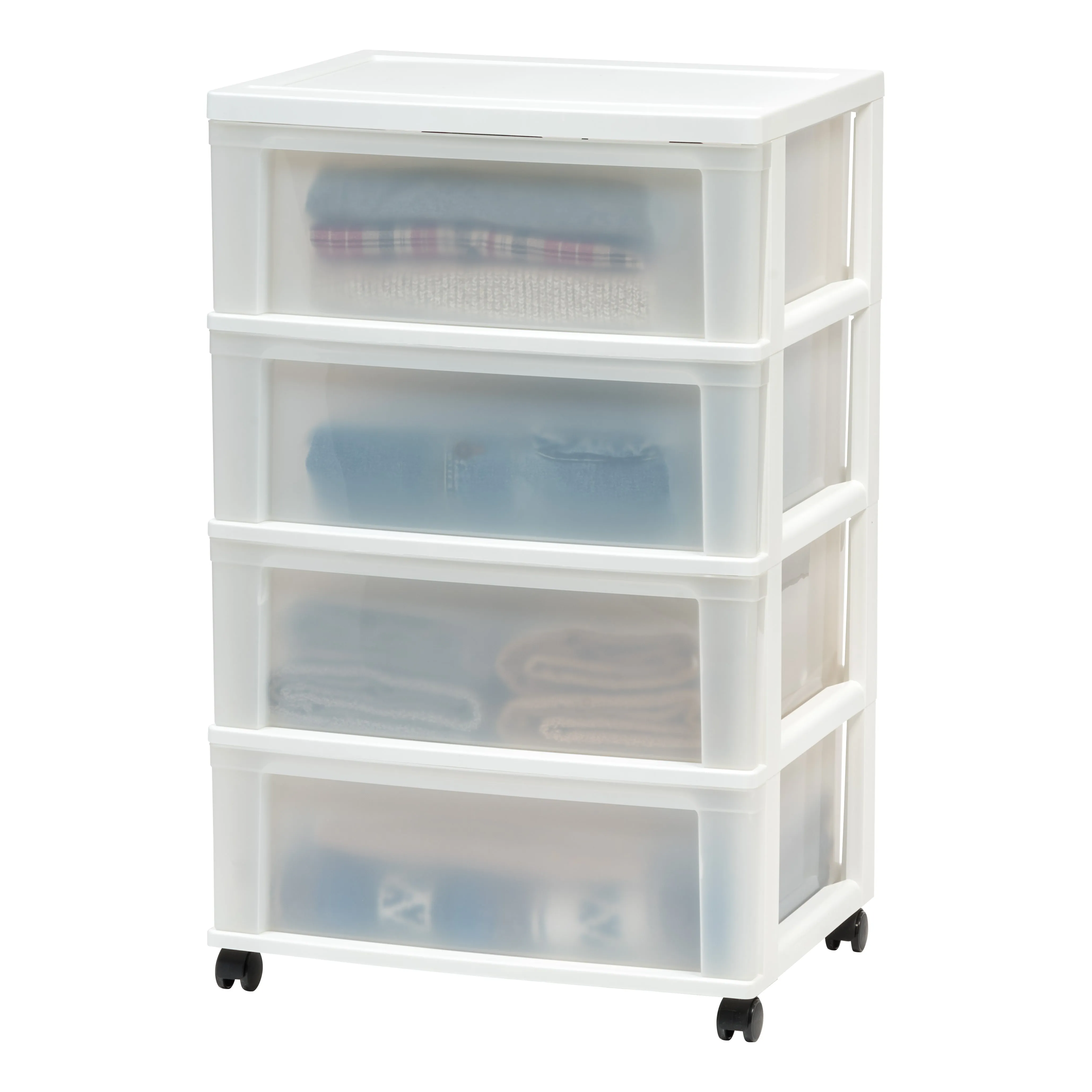 4-Drawer Wide Chest, White/Natural