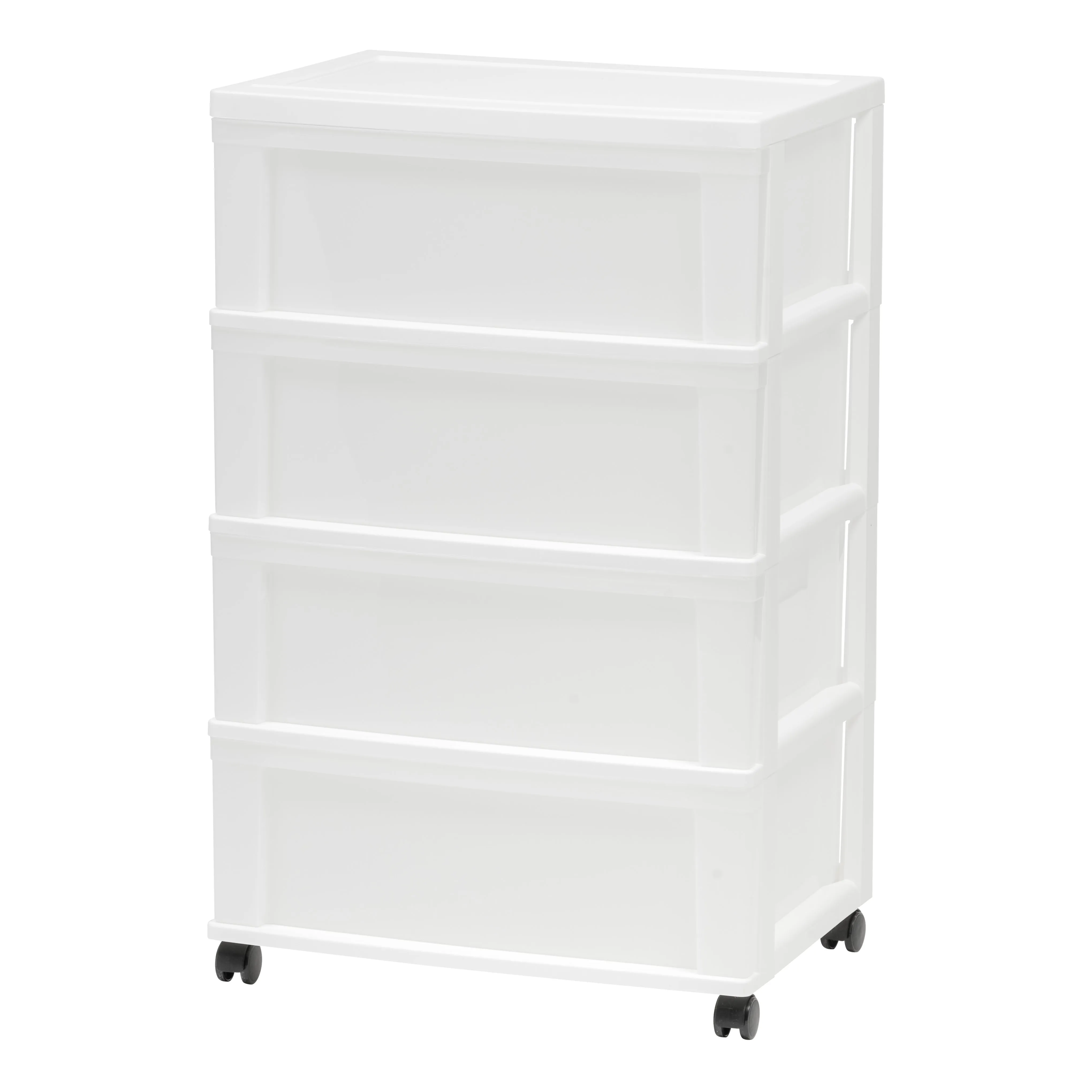 4-Drawer Wide Chest, White/Natural