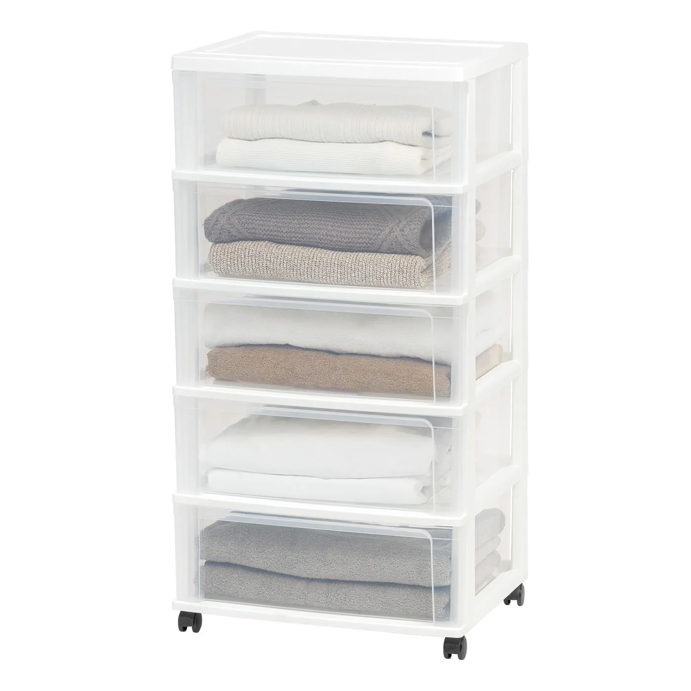 5-Drawer Wide Chest, White/Natural