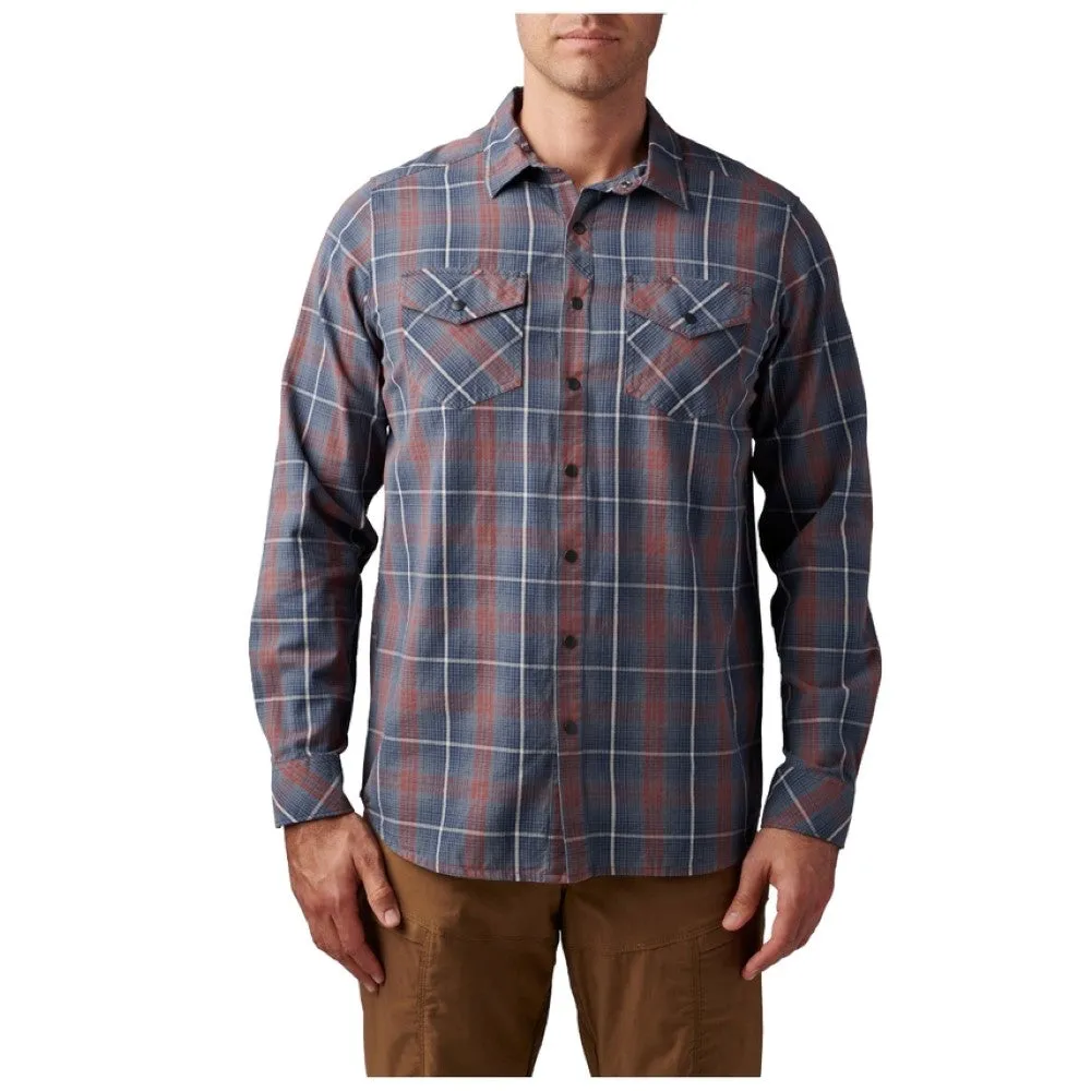 5.11 Mens Gunner Plaid Long Sleeve Button Down Shirt