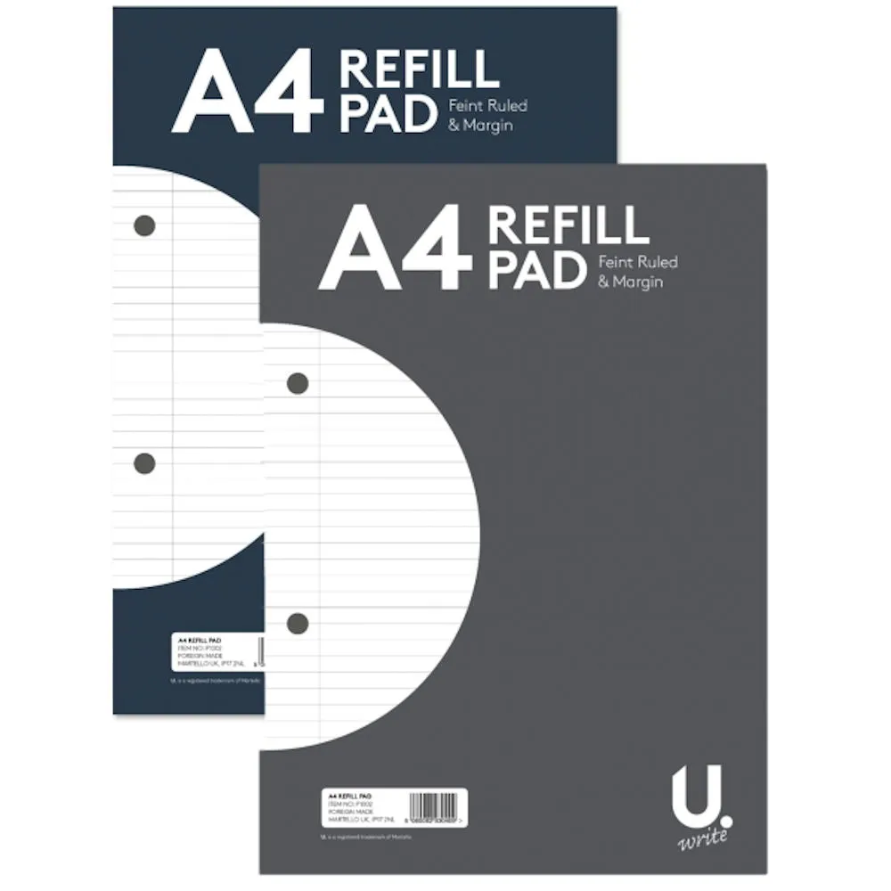 A4 Lined Refill Pad - Assorted Feint Ruled Pages Neat Writing Durable Assorted