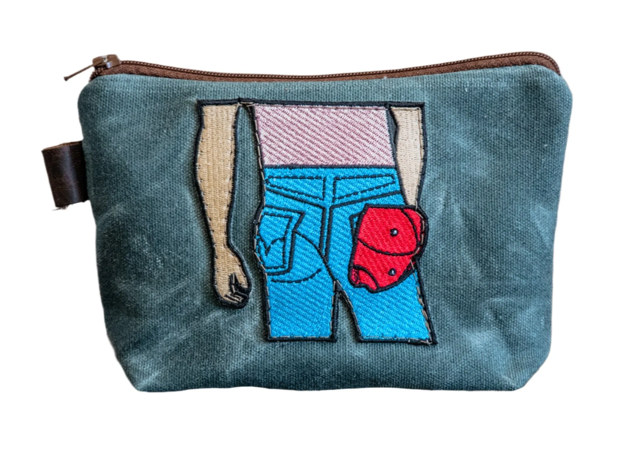 ALMOST PERFECT | Applique Pouch | Handmade Waxed Canvas Zipper Pouch | BRUCE