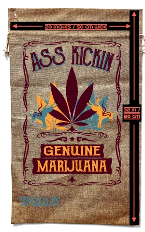 ASS KICKIN POT MARIJUANA BURLAP BAG