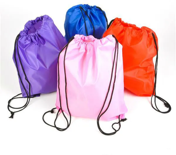 assorted color nylon drawstring bags Case of 144