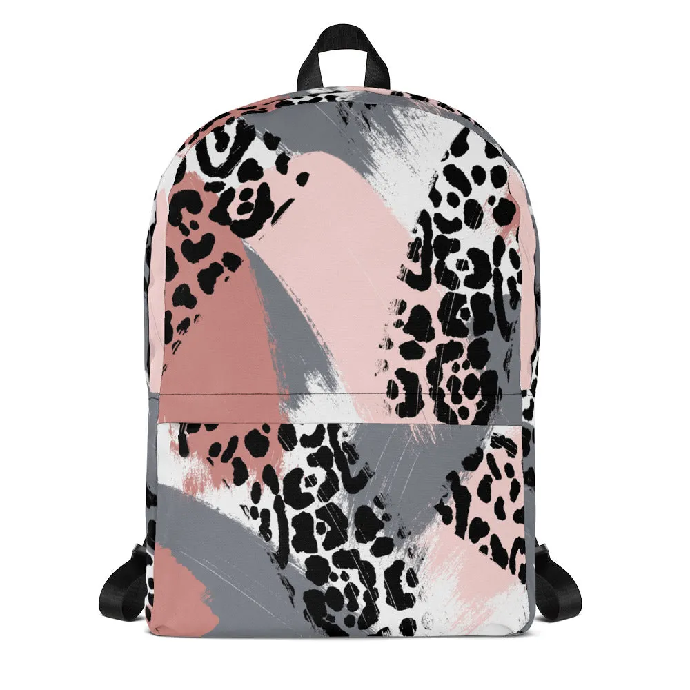 Backpack in Blush and Grey Leopard Print