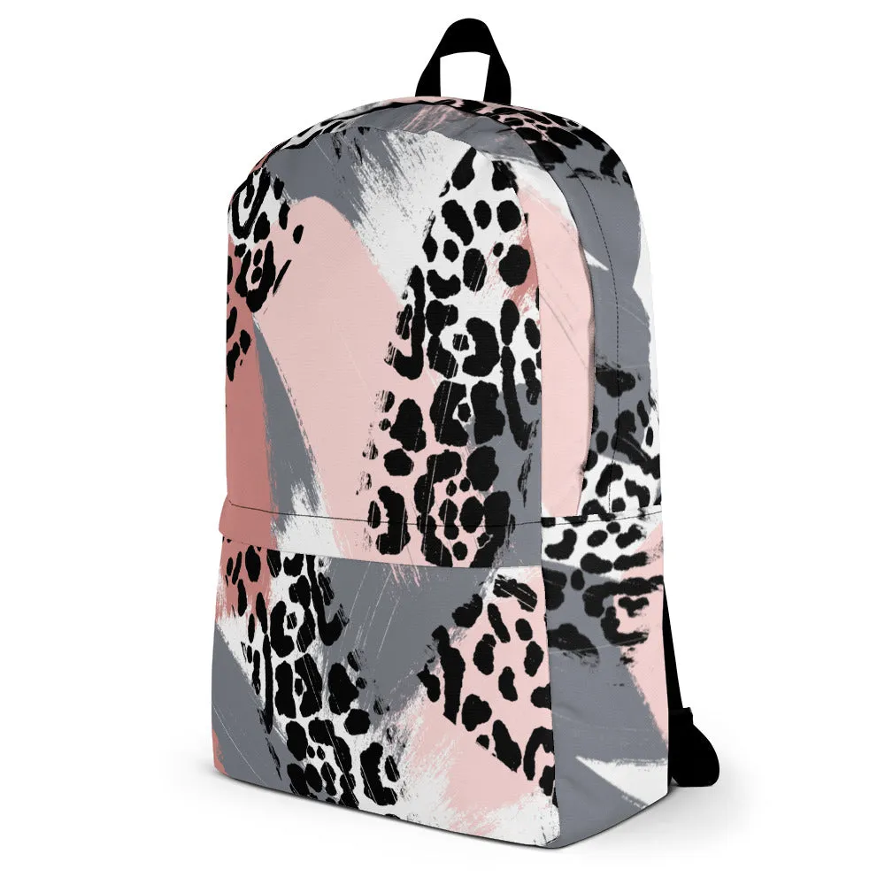 Backpack in Blush and Grey Leopard Print