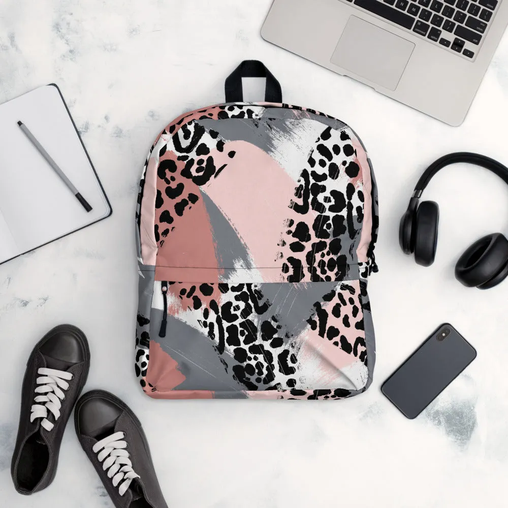 Backpack in Blush and Grey Leopard Print