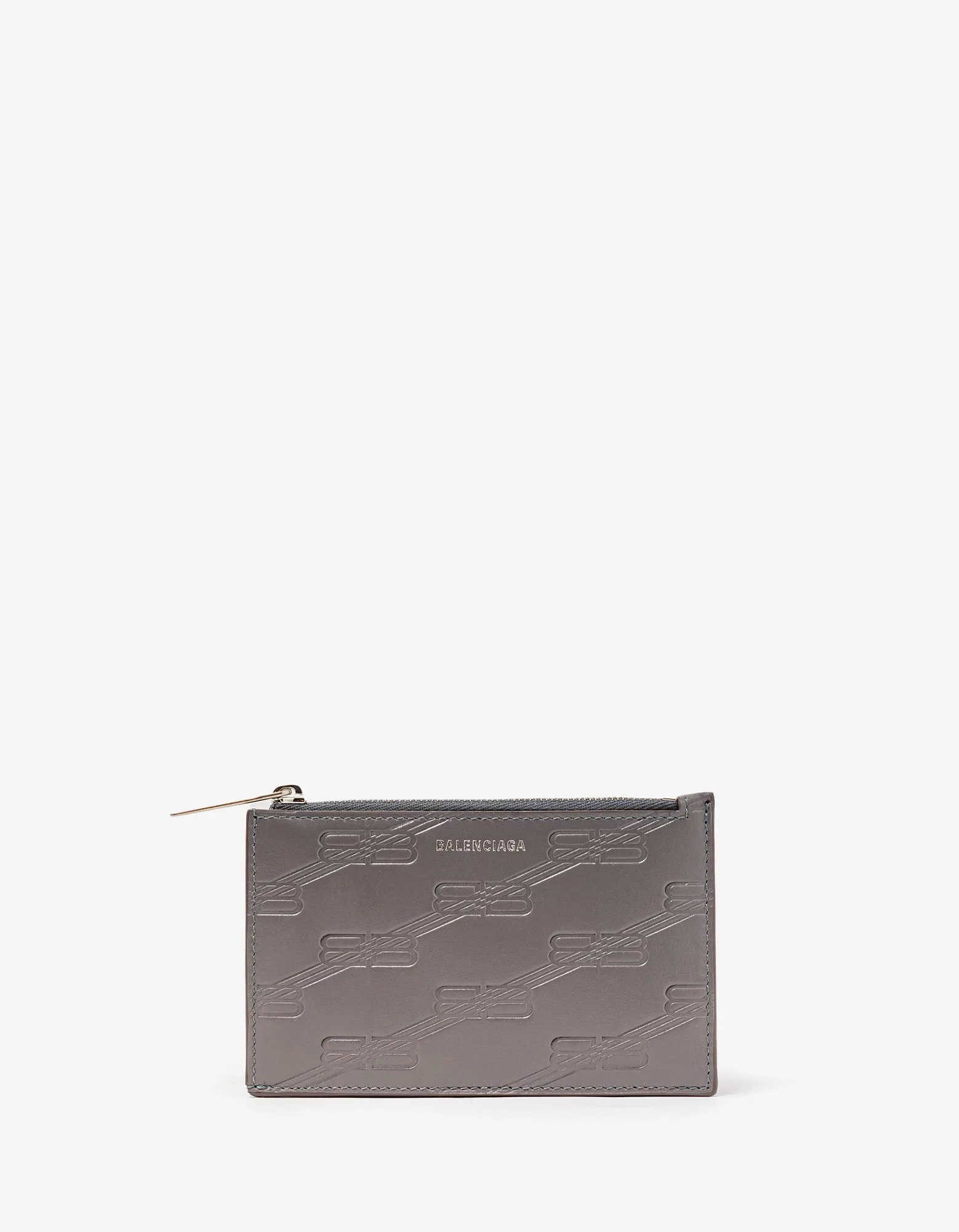 Balenciaga Dark Grey BB Monogram Zip Card Holder