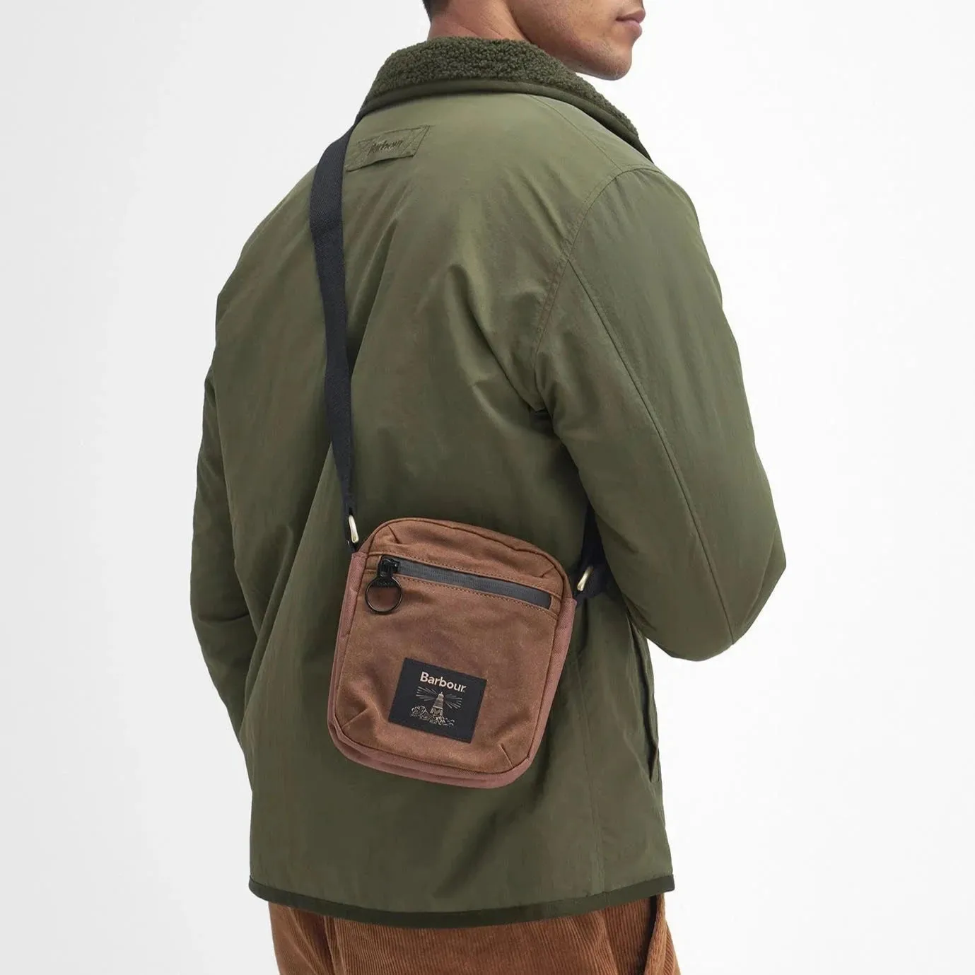 Barbour Field Wax Crossbody Bag in Tan/Black