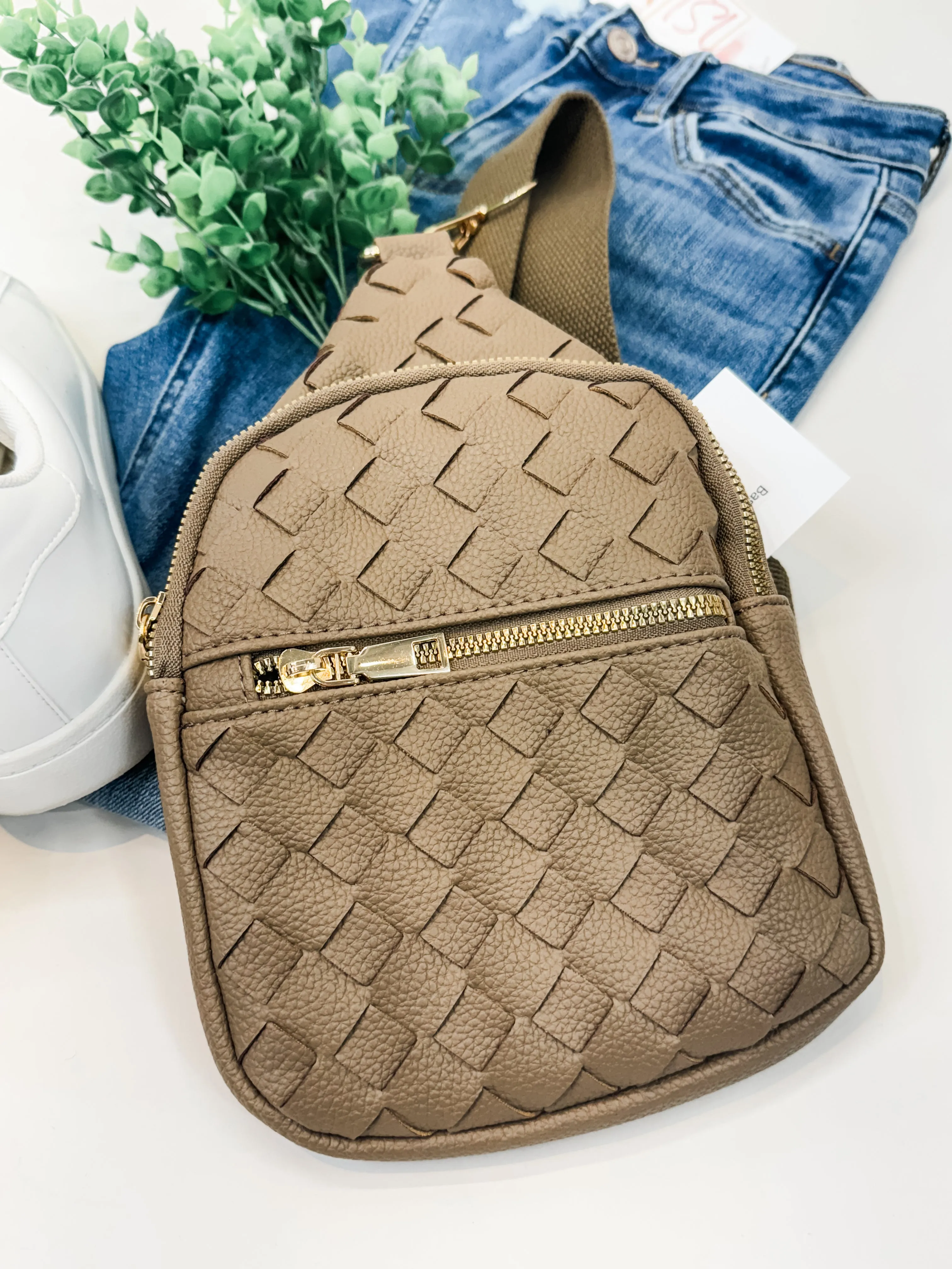 Basket Weave Sling Bag