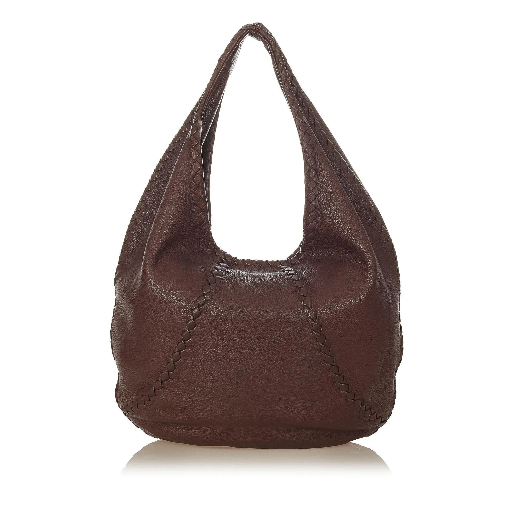 Bottega Veneta Baseball Leather Hobo Bag (SHG-22963)