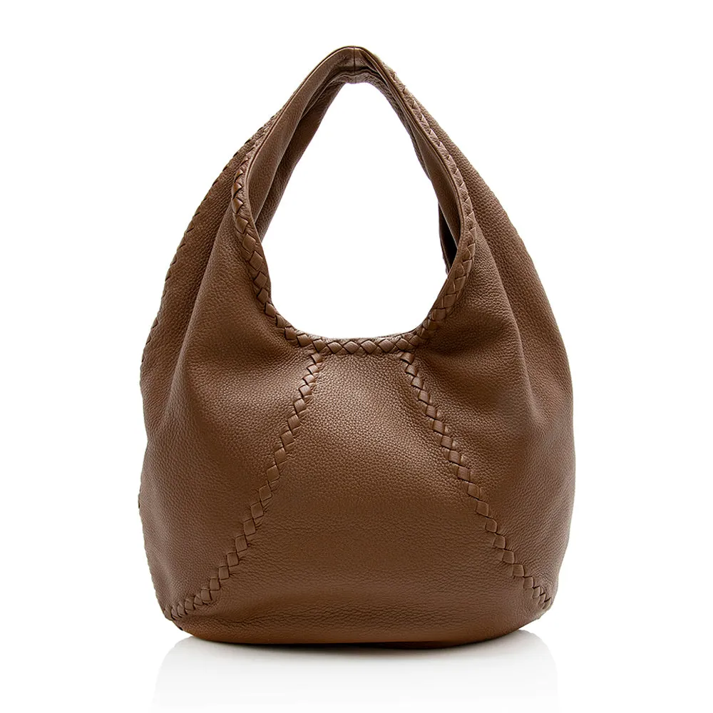 Bottega Veneta Cervo Leather Baseball Large Hobo (SHF-21575)