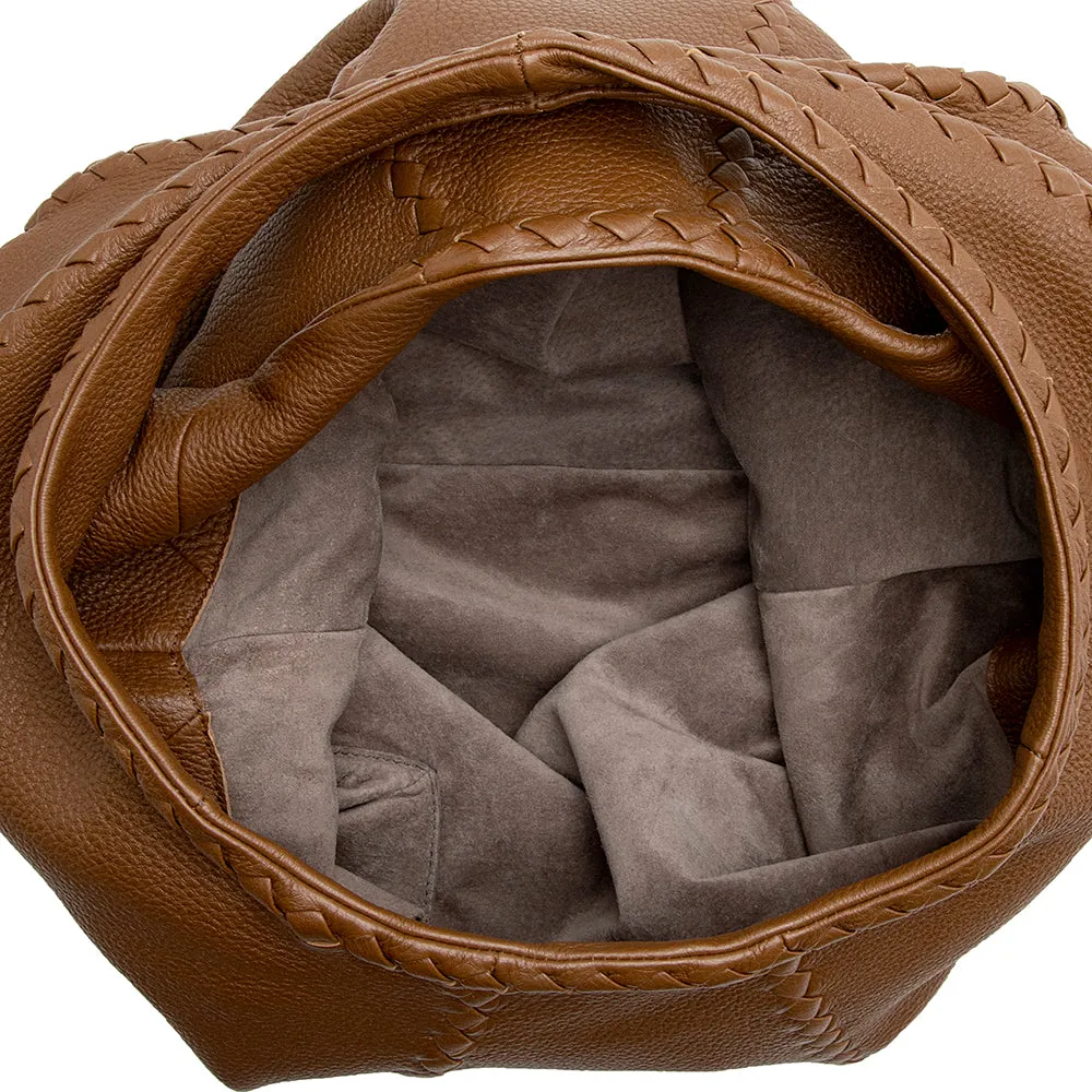 Bottega Veneta Cervo Leather Baseball Large Hobo (SHF-21575)