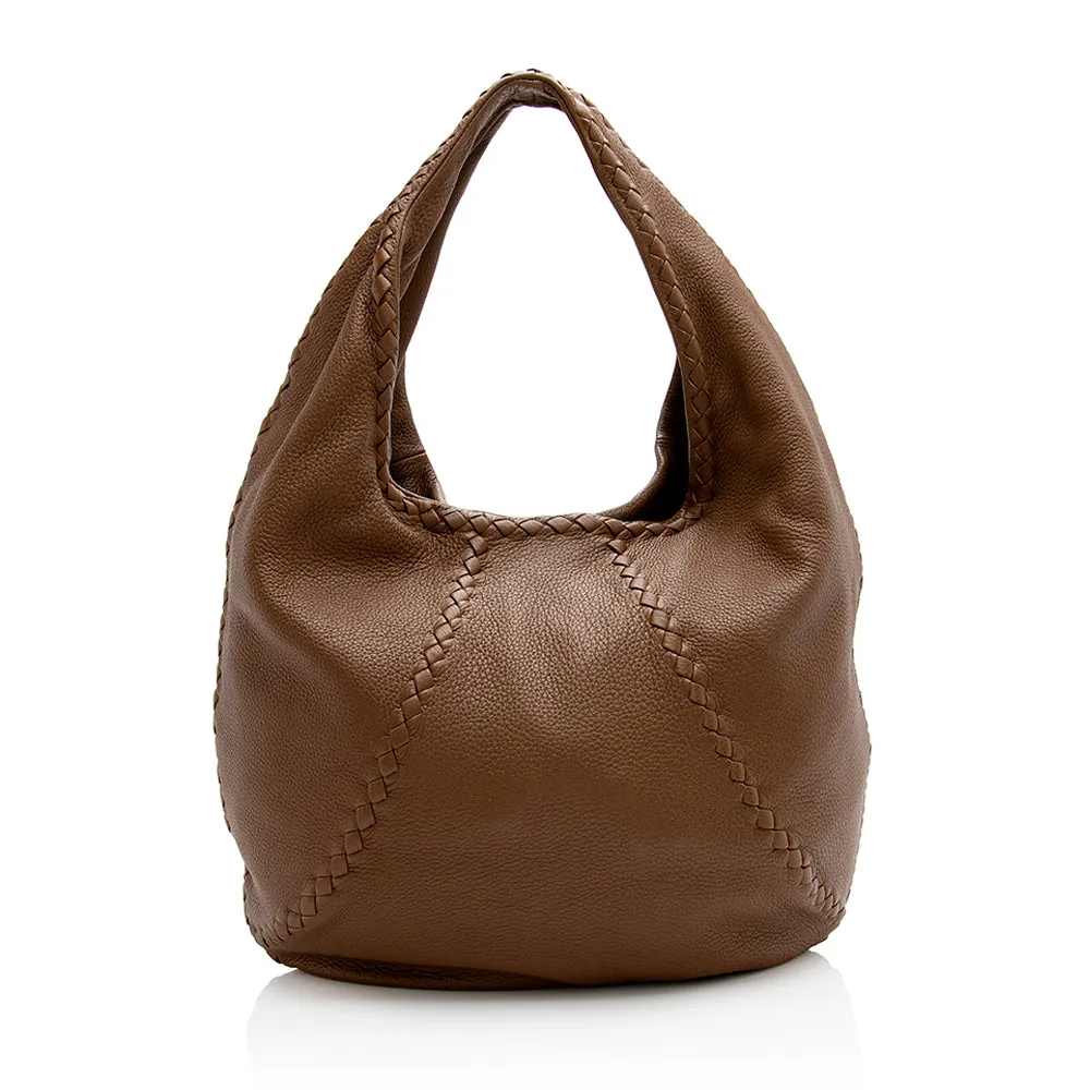 Bottega Veneta Cervo Leather Baseball Large Hobo (SHF-21575)