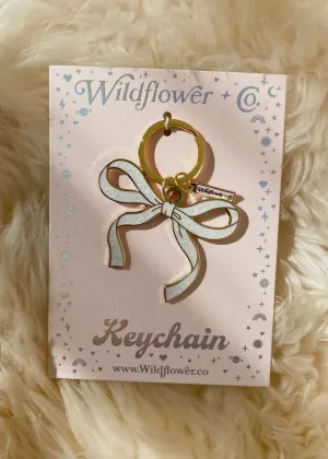 Bow Keychain in Pearlized White