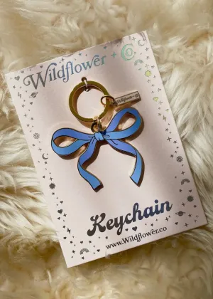 Bow Keychain in Sky Blue