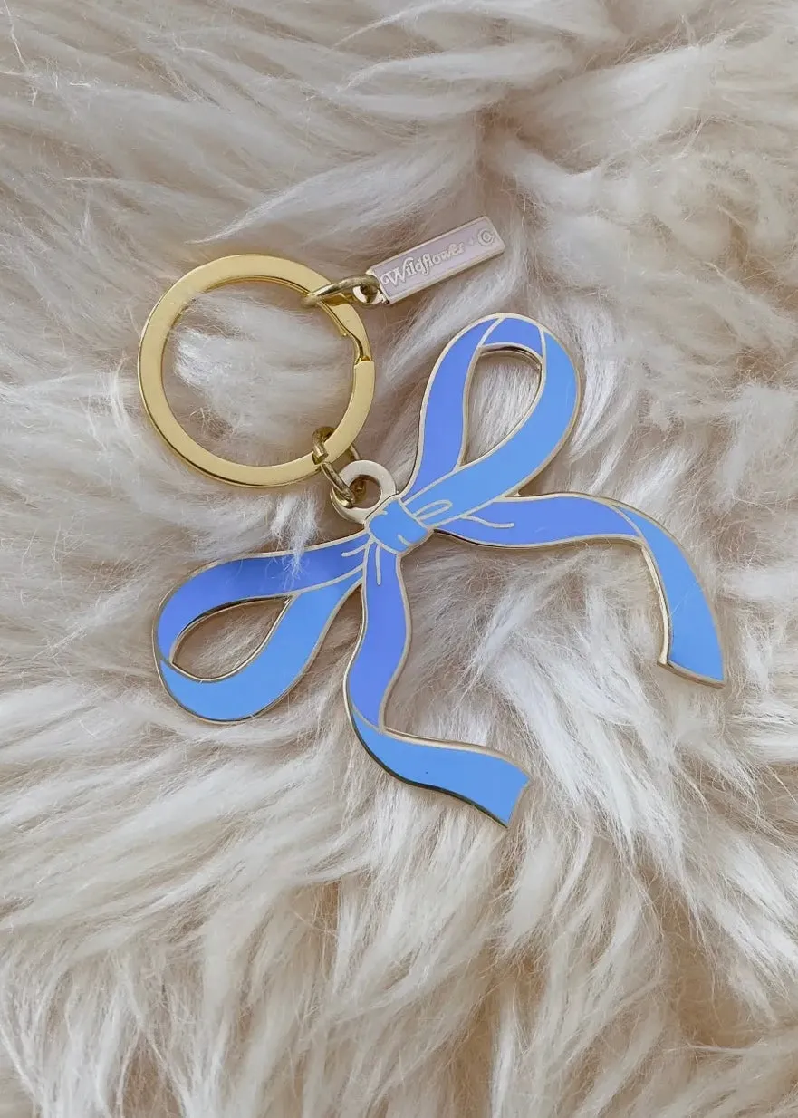 Bow Keychain in Sky Blue