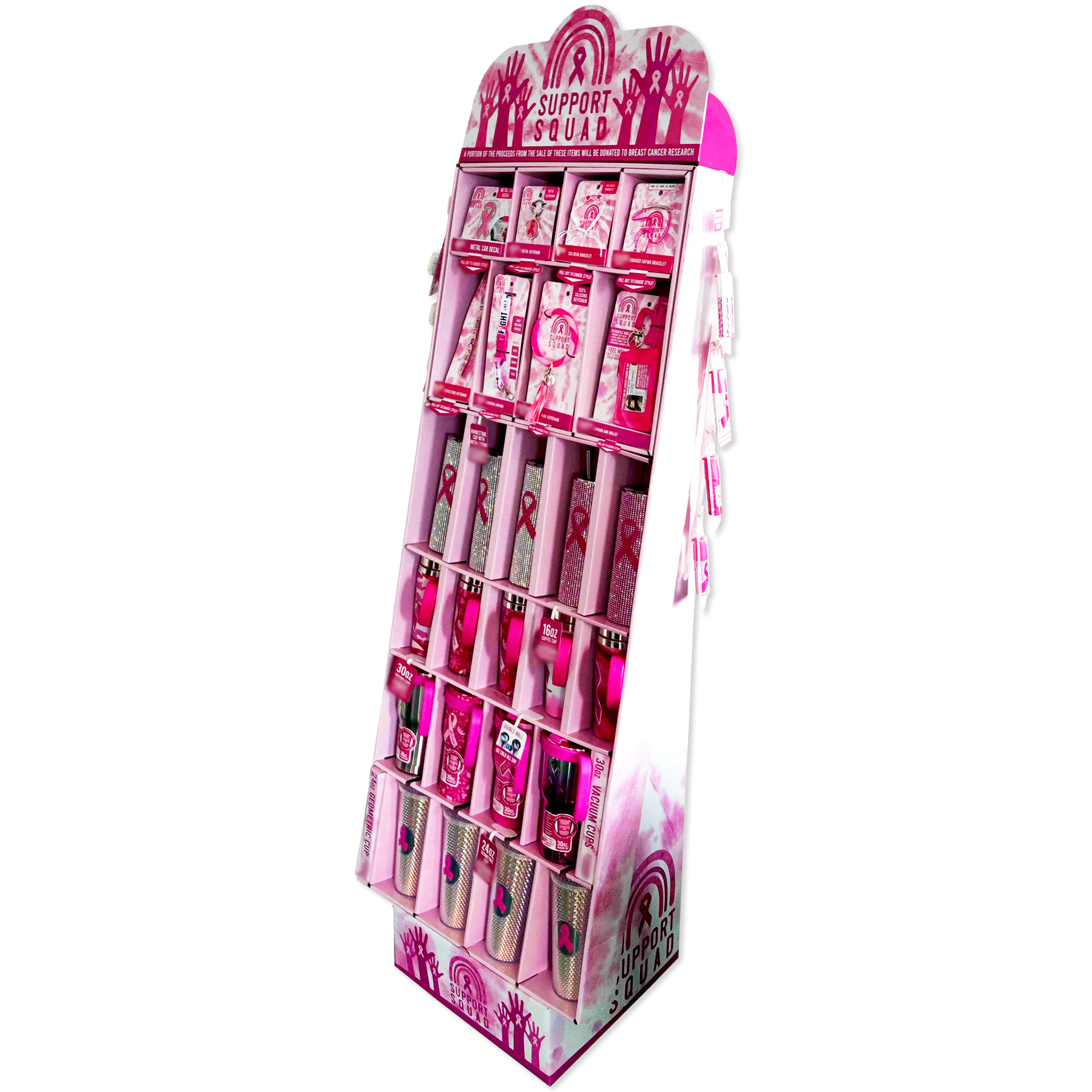 Breast Cancer Awareness Pink Assortment Floor Display - 84 Pieces Per Retail Ready Display 88474