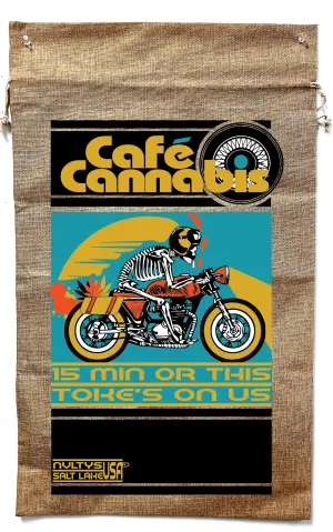 CAFE CANNABIS MARIJUANA  BURLAP BAG