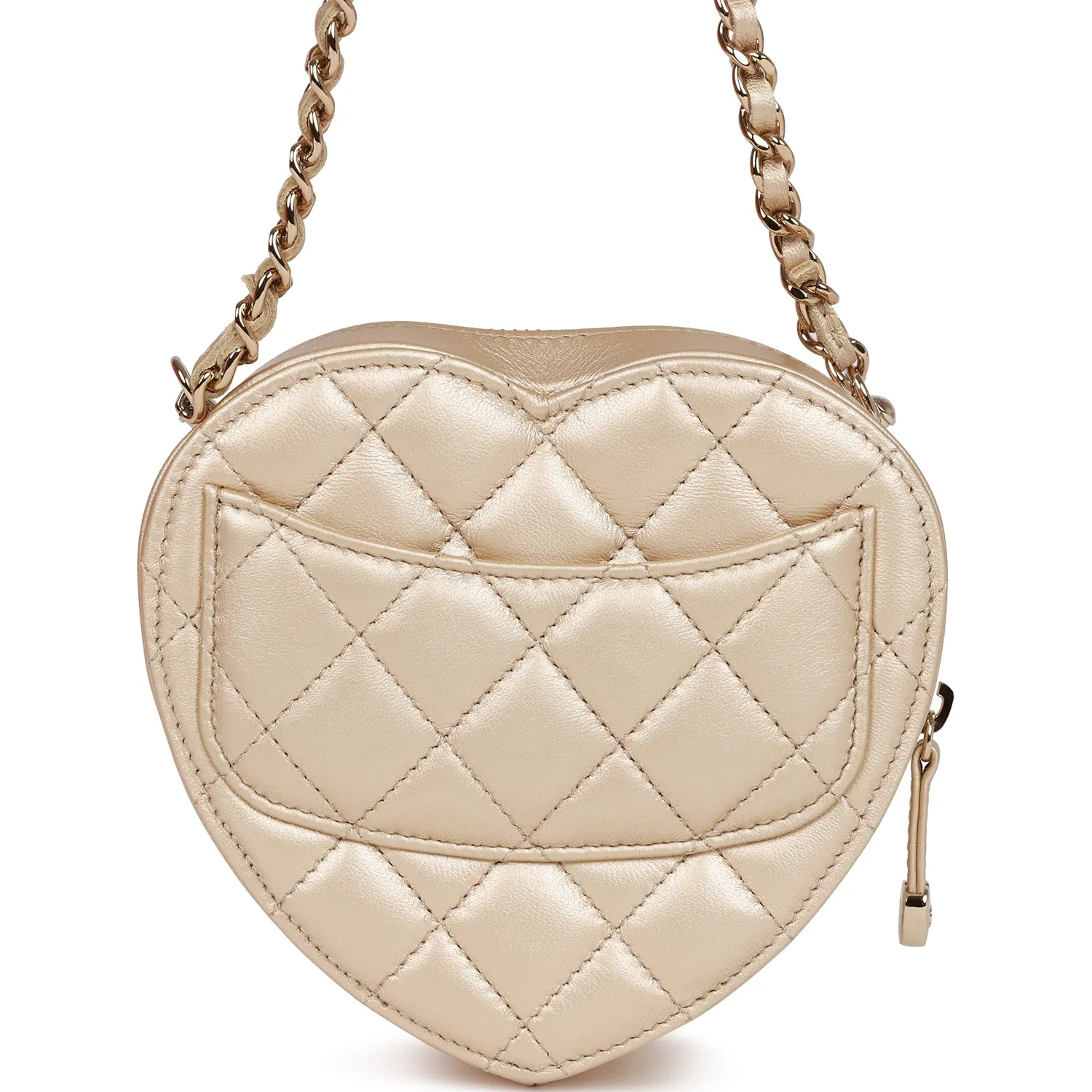 Chanel CC In Love Heart Clutch with Chain Gold Lambskin Light Gold Hardware