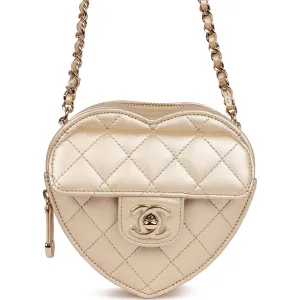 Chanel CC In Love Heart Clutch with Chain Gold Lambskin Light Gold Hardware