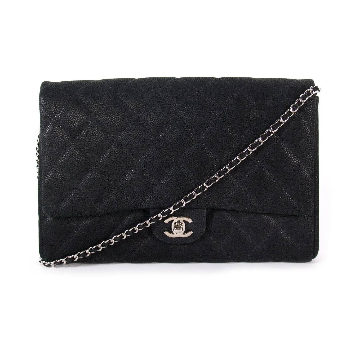 Chanel Classic Caviar Clutch With Chain