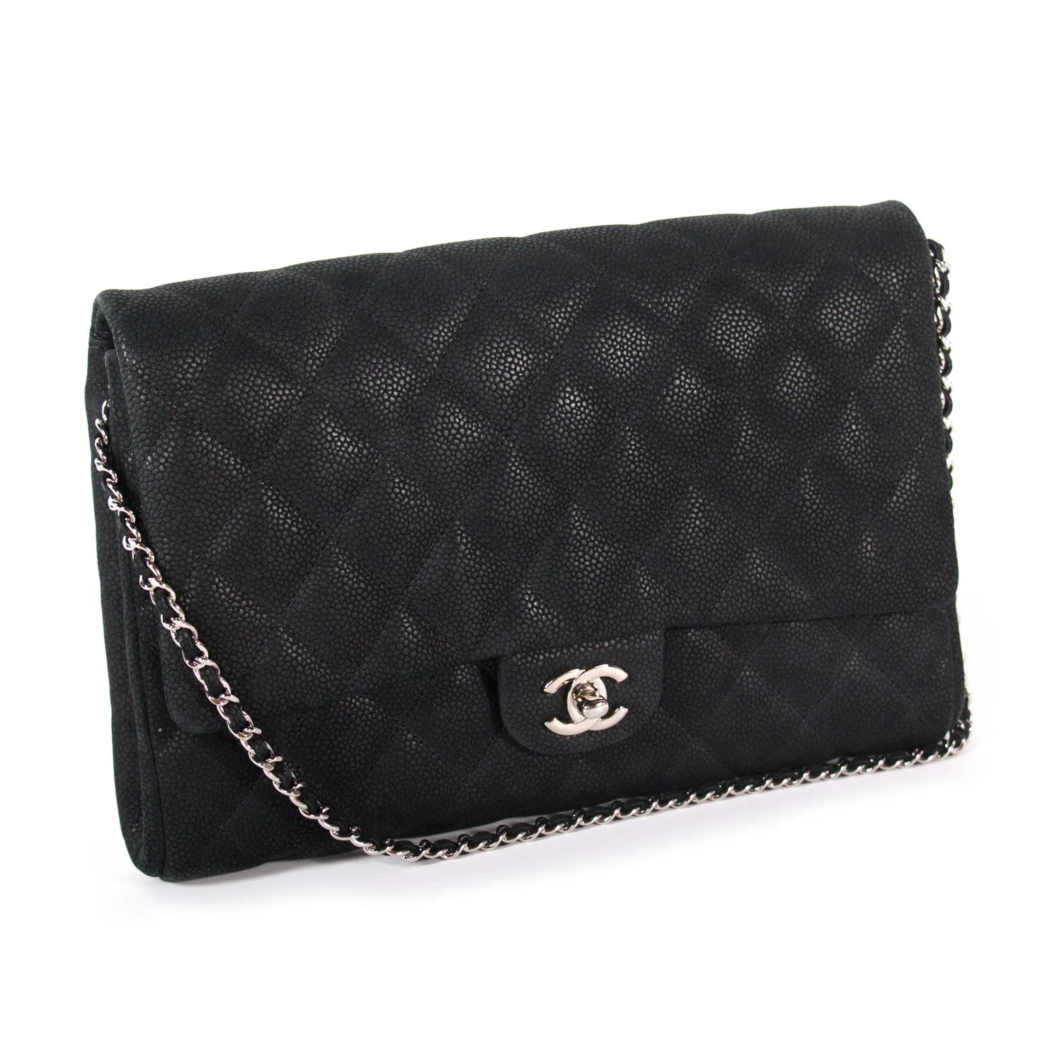 Chanel Classic Caviar Clutch With Chain