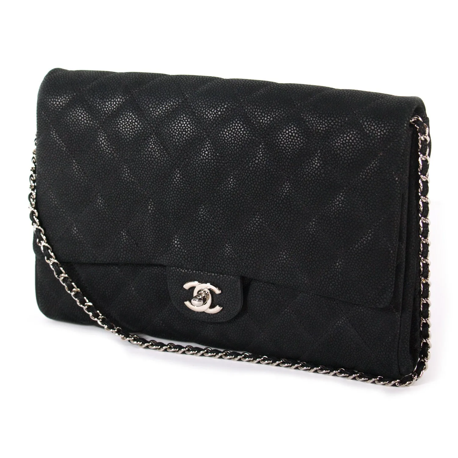 Chanel Classic Caviar Clutch With Chain