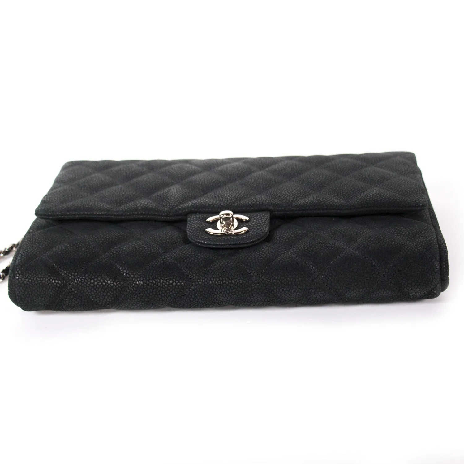 Chanel Classic Caviar Clutch With Chain