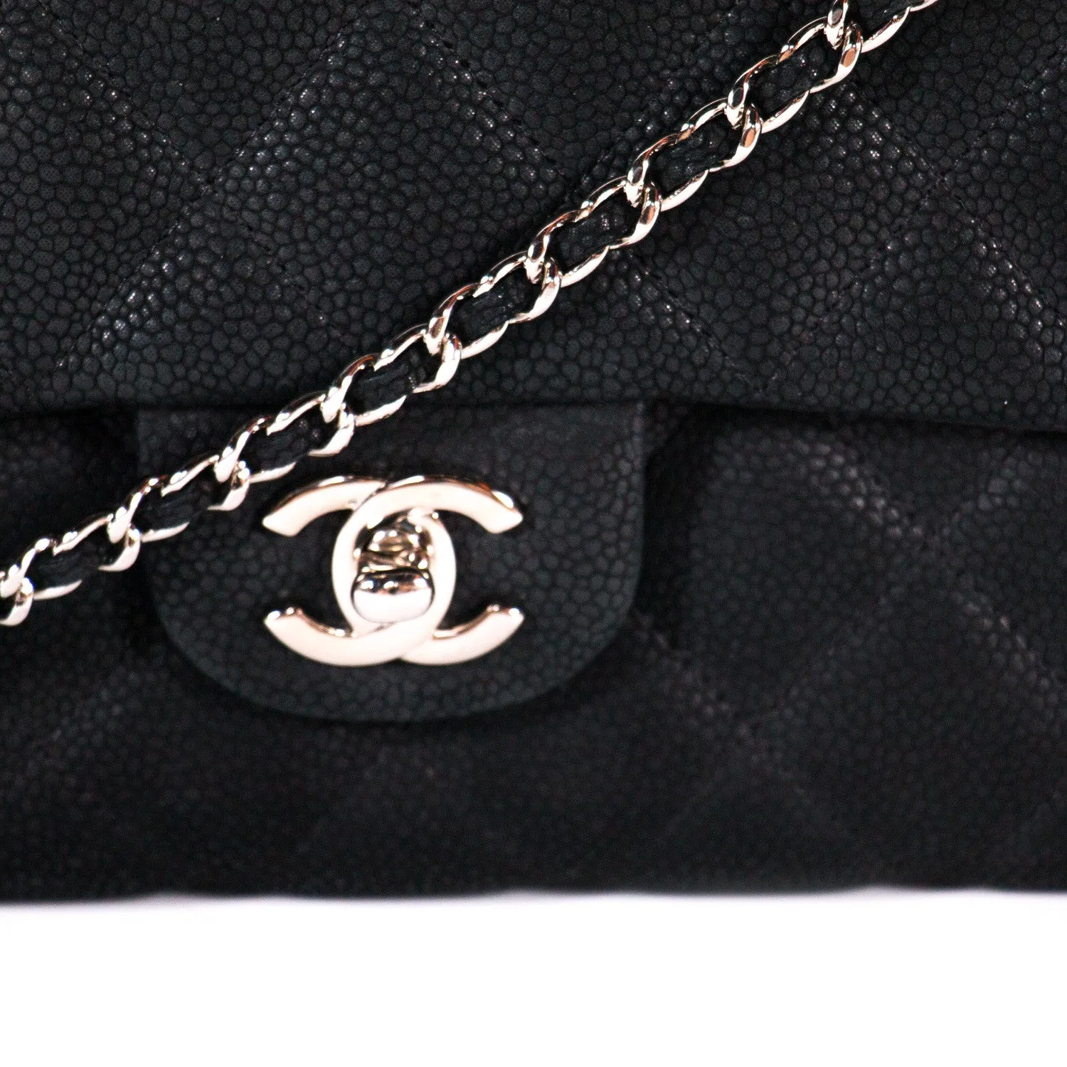 Chanel Classic Caviar Clutch With Chain