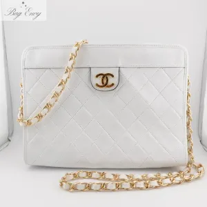 CHANEL Lambskin French Frame Clutch with Chain