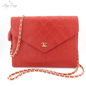 CHANEL Lambskin Wild Stitch Clutch with Chain