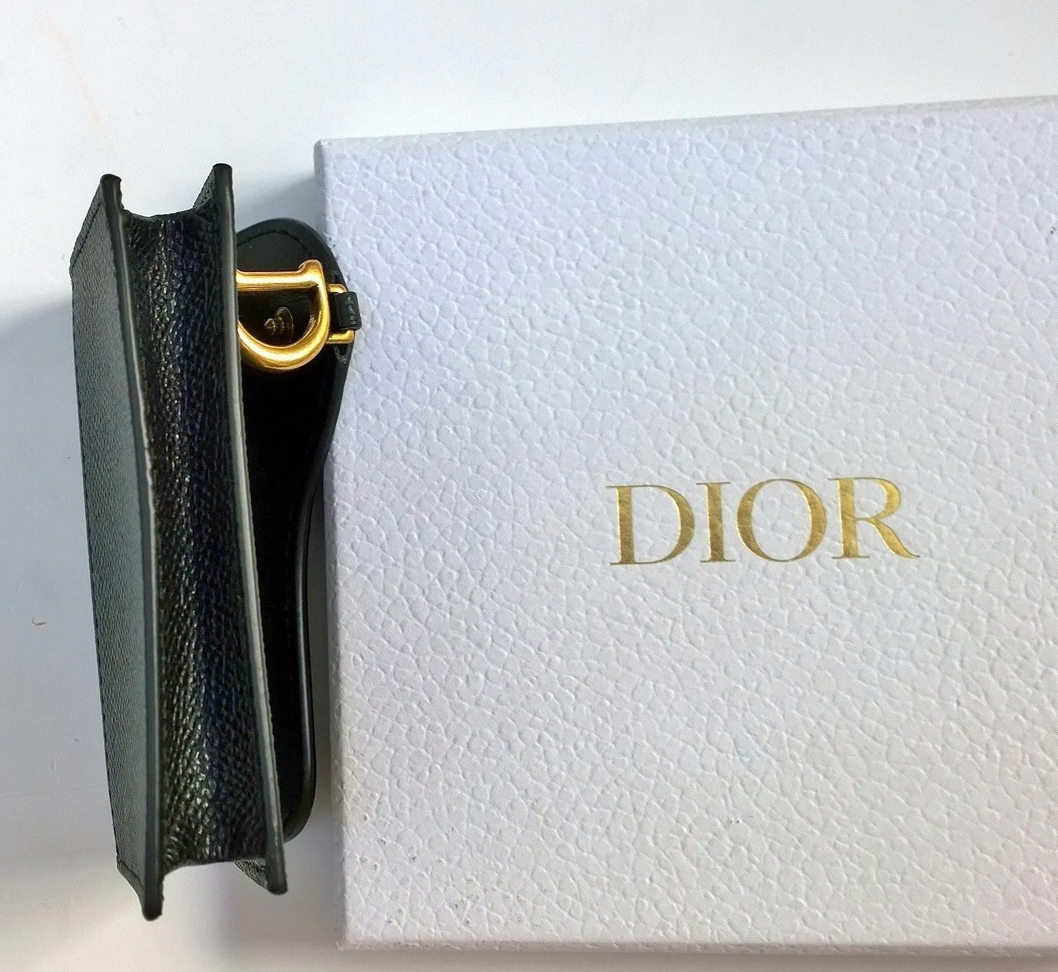 Christian Dior Saddle Black Textured Leather Card Case Wallet