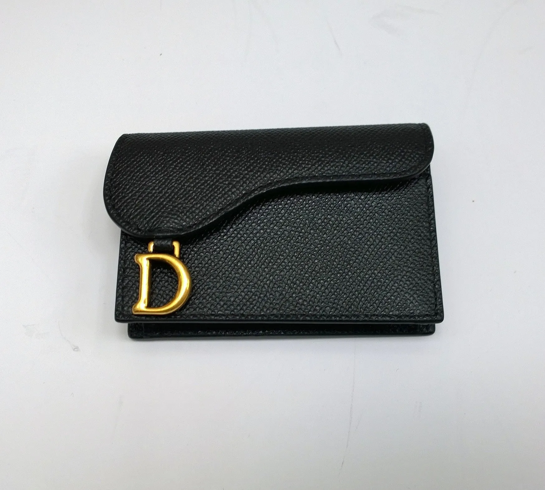 Christian Dior Saddle Black Textured Leather Card Case Wallet