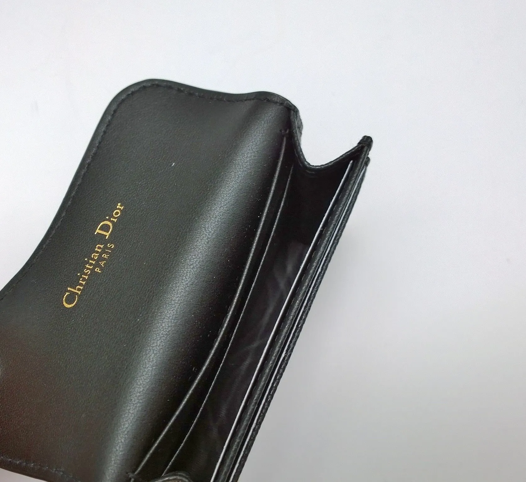 Christian Dior Saddle Black Textured Leather Card Case Wallet