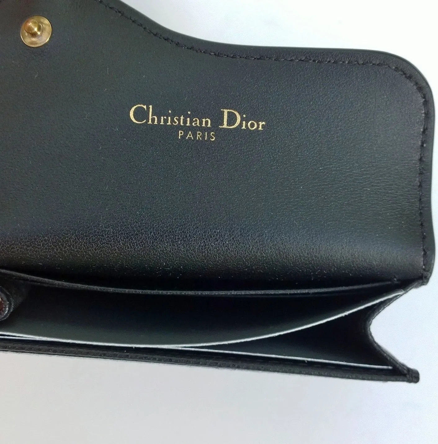 Christian Dior Saddle Black Textured Leather Card Case Wallet