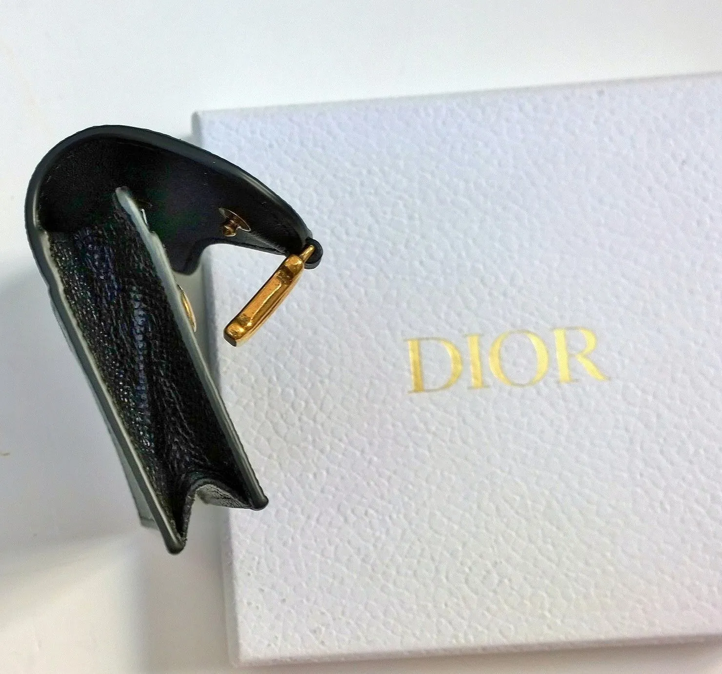 Christian Dior Saddle Black Textured Leather Card Case Wallet