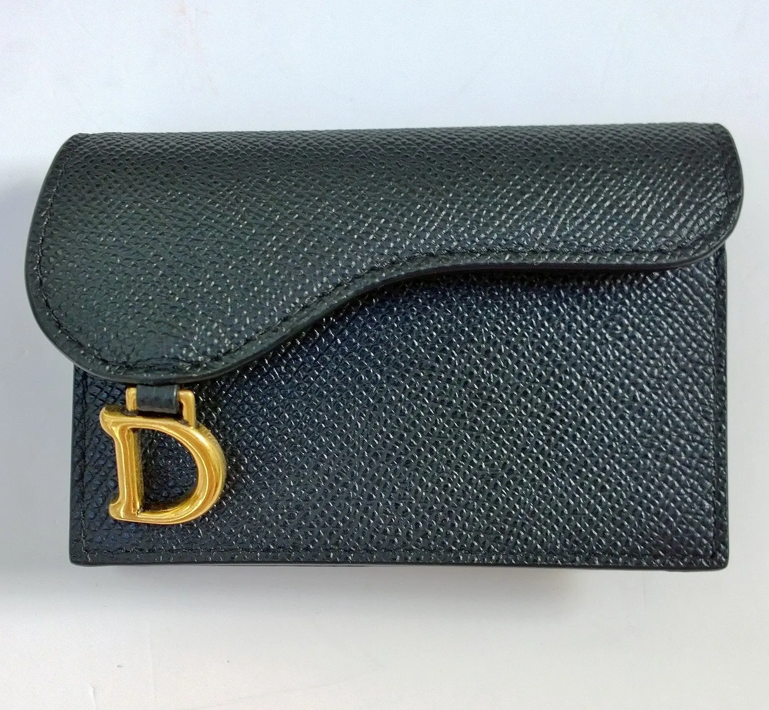 Christian Dior Saddle Black Textured Leather Card Case Wallet