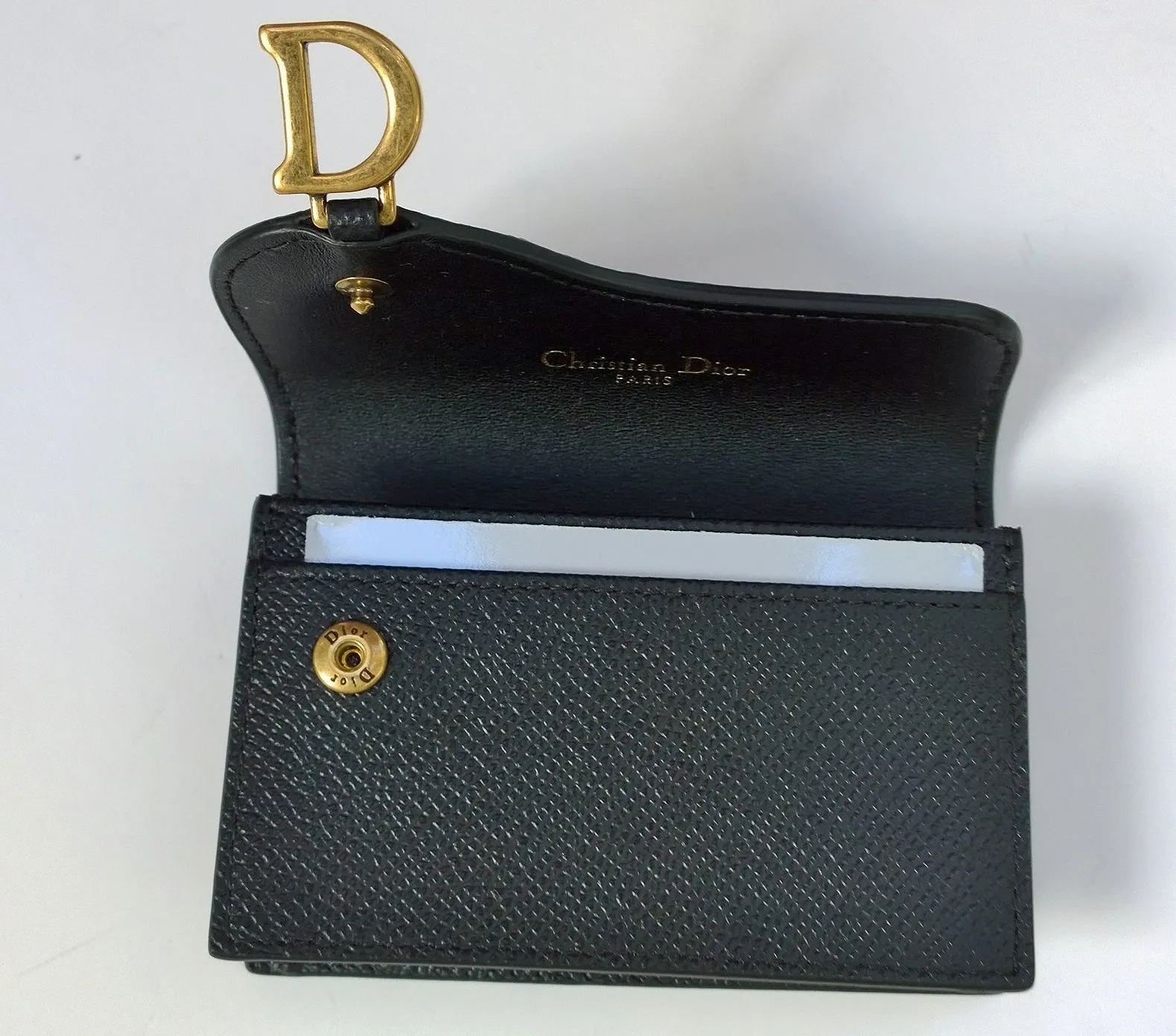 Christian Dior Saddle Black Textured Leather Card Case Wallet