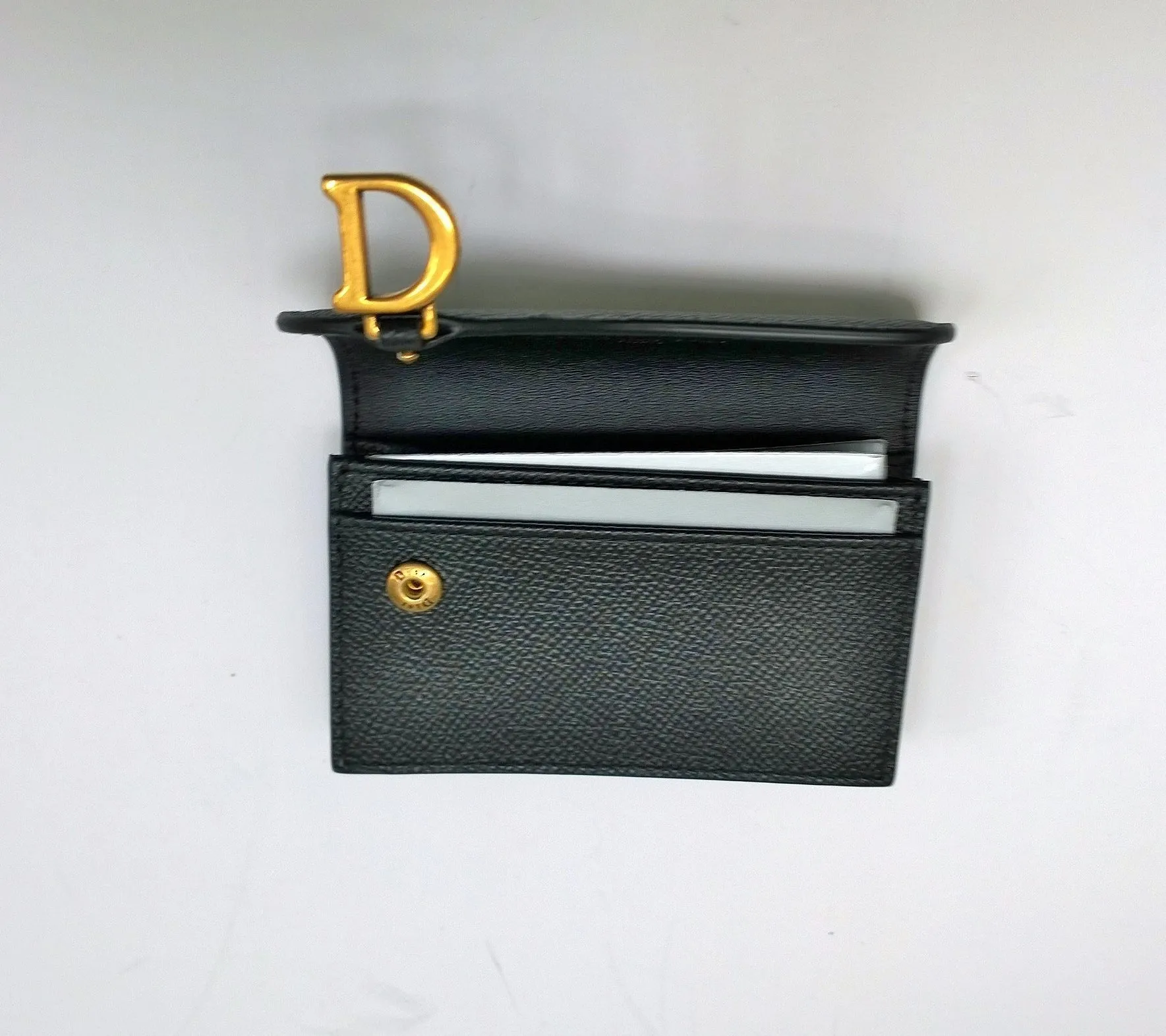 Christian Dior Saddle Black Textured Leather Card Case Wallet