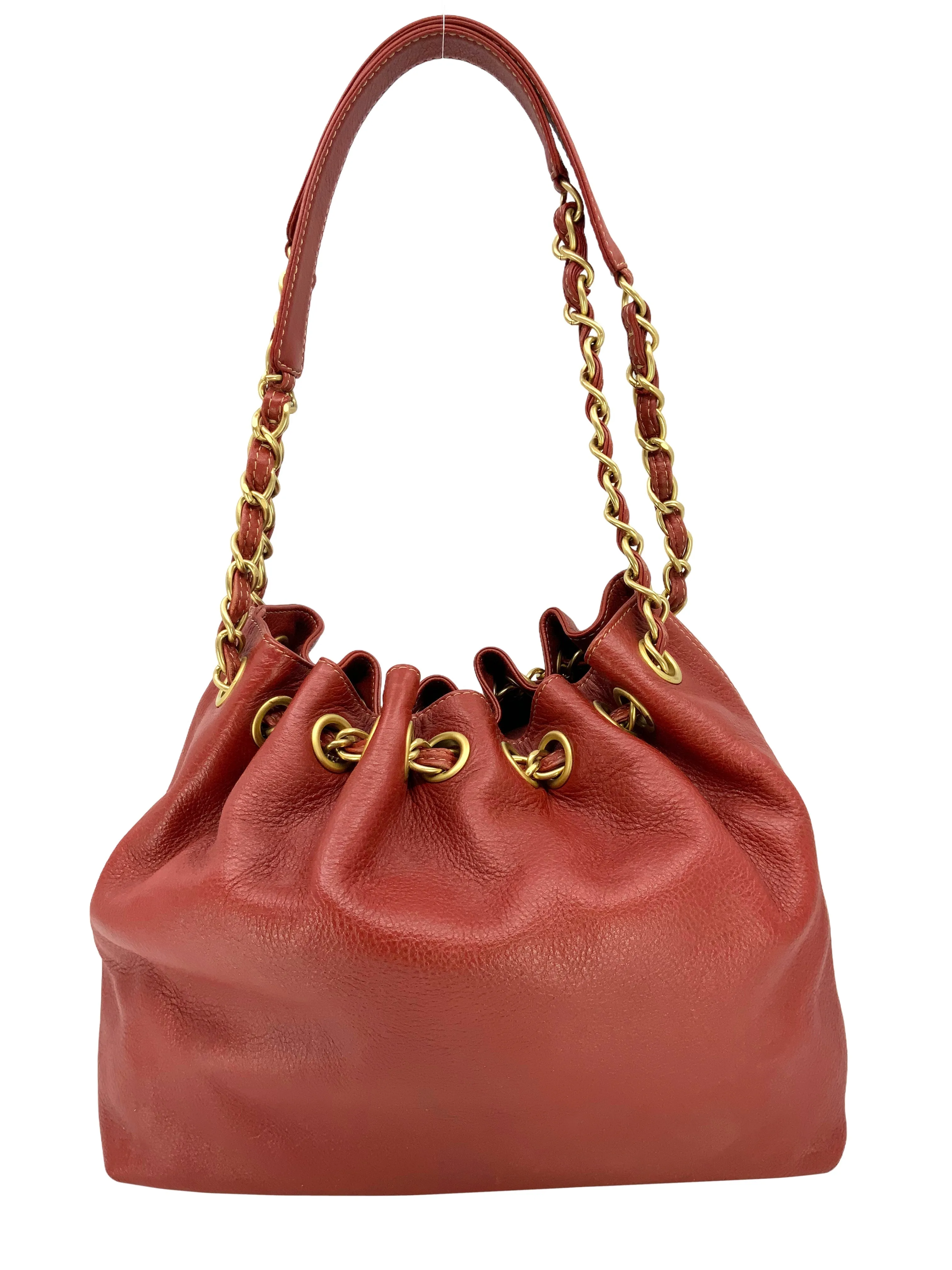 CL Vintage Leather Drawstring Bucket Shoulder Bag