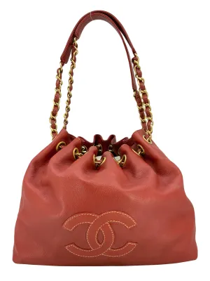 CL Vintage Leather Drawstring Bucket Shoulder Bag