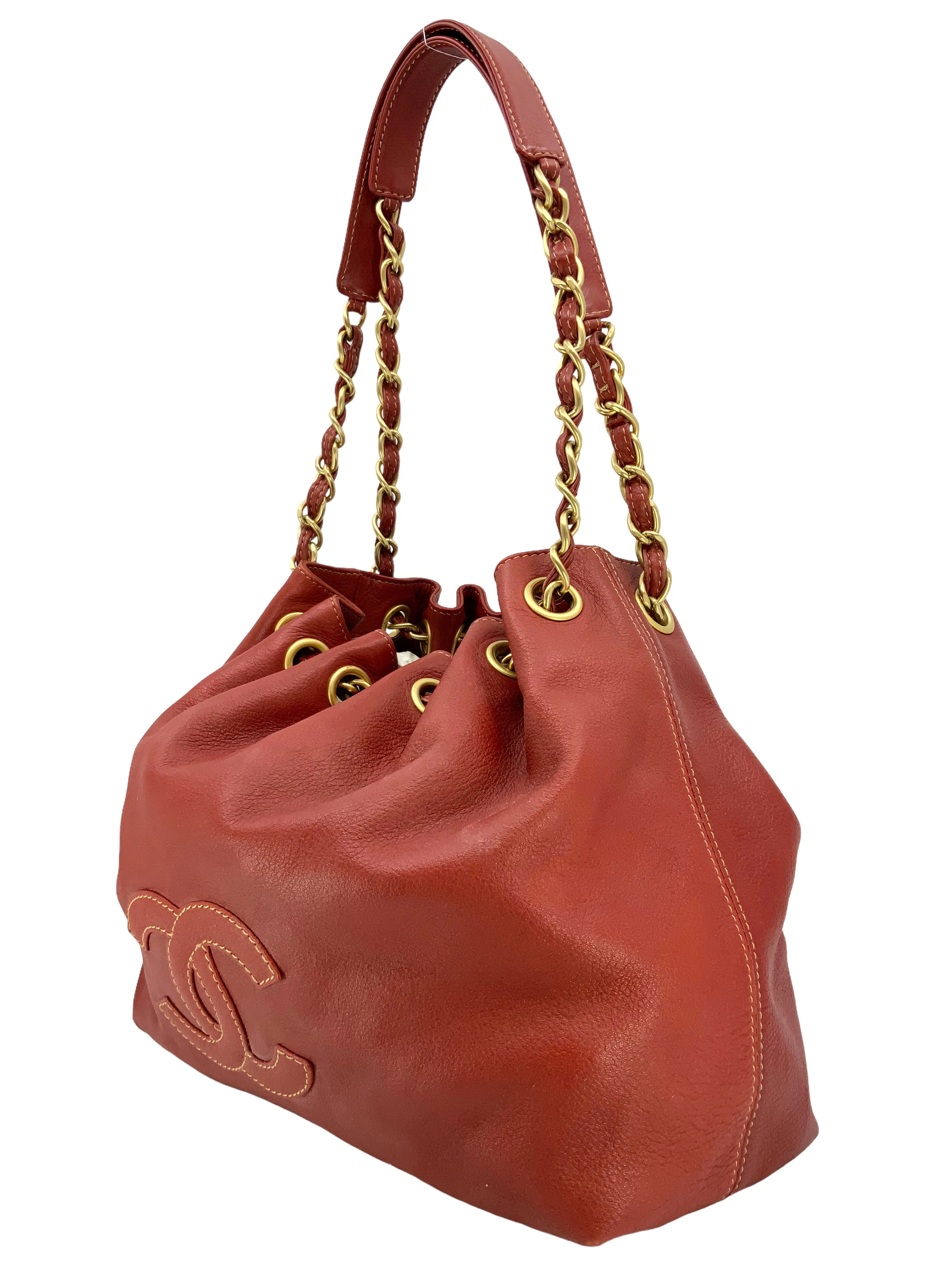 CL Vintage Leather Drawstring Bucket Shoulder Bag