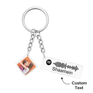 Custom Spotify Code Keychain Photo Engraved Keychain Gift for Couple